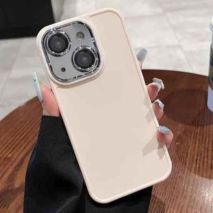 For iPhone 14 Electroplated Lens Frame Phone Case with Lens Film(Light Pink)