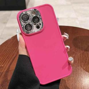 For iPhone 14 Pro Electroplated Lens Frame Phone Case with Lens Film(Rose Red)
