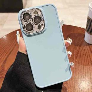 For iPhone 14 Pro Max Electroplated Lens Frame Phone Case with Lens Film(Light Blue)