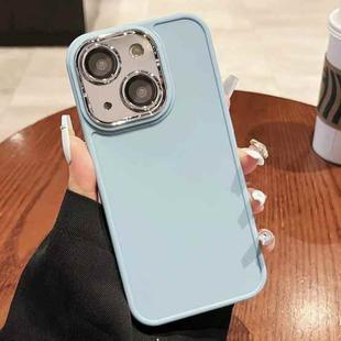 For iPhone 13 Electroplated Lens Frame Phone Case with Lens Film(Light Blue)