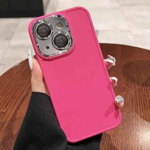 For iPhone 13 Electroplated Lens Frame Phone Case with Lens Film(Rose Red)