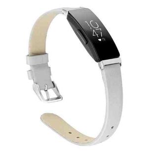 For Fitbit Inspire / Inspire HR Leather  Watch Band with Metal Connector, Size:S(White)