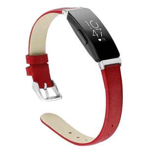 For Fitbit Inspire / Inspire HR Leather  Watch Band with Metal Connector, Size:S(Red)