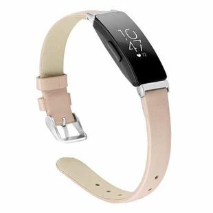 For Fitbit Inspire / Inspire HR Leather  Watch Band with Metal Connector, Size:S(Apricot)