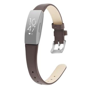 For Fitbit Inspire / Inspire HR Cowhide Leather C Type  Watch Band, Size:L(Grey)