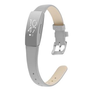 For Fitbit Inspire / Inspire HR Cowhide Leather C Type  Watch Band, Size:L(Light Grey)