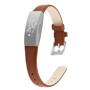 For Fitbit Inspire / Inspire HR Cowhide Leather C Type  Watch Band, Size:L(Brown)
