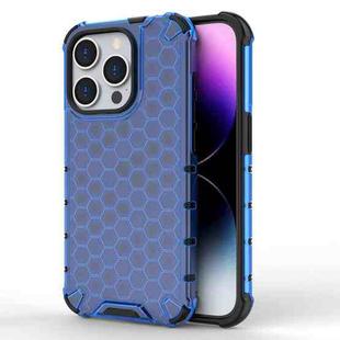 For iPhone 15 Pro Honeycomb Shockproof Phone Case(Blue)