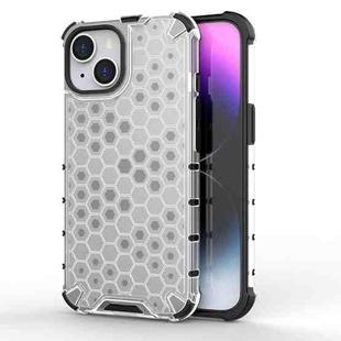For iPhone 15 Honeycomb Shockproof Phone Case(White)