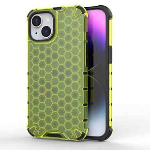 For iPhone 15 Honeycomb Shockproof Phone Case(Green)