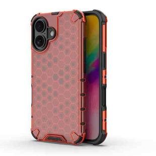 For iPhone 16 Honeycomb Shockproof Phone Case(Red)