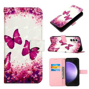 For Samsung Galaxy S24+ 5G 3D Painting Horizontal Flip Leather Phone Case(Rose Butterfly)