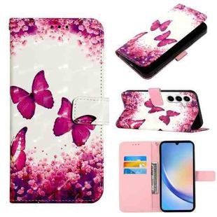 For Samsung Galaxy A35 5G 3D Painting Horizontal Flip Leather Phone Case(Rose Butterfly)