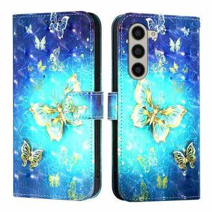 For Samsung Galaxy Z Fold6 3D Painting Horizontal Flip Leather Phone Case(Golden Butterfly)