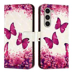 For Samsung Galaxy Z Fold6 3D Painting Horizontal Flip Leather Phone Case(Rose Butterfly)
