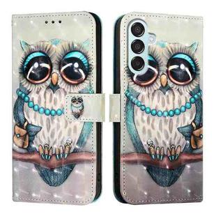 For Samsung Galaxy M15 / F15 5G Global 3D Painting Horizontal Flip Leather Phone Case(Grey Owl)
