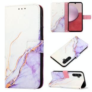 For Samsung Galaxy A05s PT003 Marble Pattern Flip Leather Phone Case(White Purple LS006)