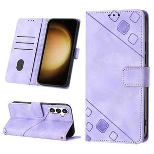 For Samsung Galaxy S24 5G Skin-feel Embossed Leather Phone Case(Light Purple)