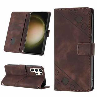 For Samsung Galaxy S24 Ultra 5G Skin-feel Embossed Leather Phone Case(Brown)