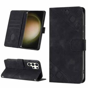 For Samsung Galaxy S24 Ultra 5G Skin-feel Embossed Leather Phone Case(Black)