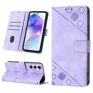 For For Samsung Galaxy A55 Skin-feel Embossed Leather Phone Case(Light Purple)