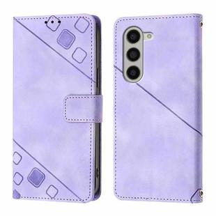 For Samsung Galaxy Z Fold6 Skin-feel Embossed Leather Phone Case(Light Purple)