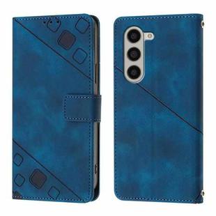 For Samsung Galaxy Z Fold6 Skin-feel Embossed Leather Phone Case(Blue)