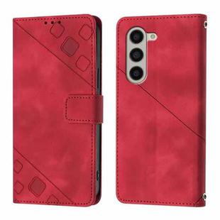 For Samsung Galaxy Z Fold6 Skin-feel Embossed Leather Phone Case(Red)