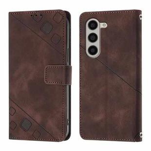 For Samsung Galaxy Z Fold6 Skin-feel Embossed Leather Phone Case(Brown)