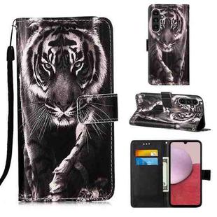 For Samsung Galaxy S23 FE 5G Colored Drawing Pattern Plain Weave Leather Phone Case(Black And White Tiger)