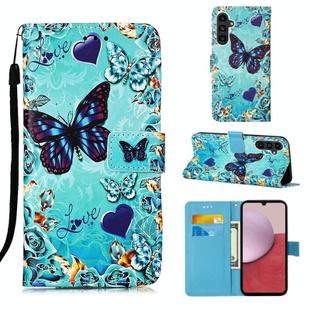 For Samsung Galaxy A05s Colored Drawing Pattern Plain Weave Leather Phone Case(Caring Butterfly)