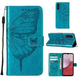 For Samsung Galaxy A25 5G Embossed Butterfly Leather Phone Case(Blue)