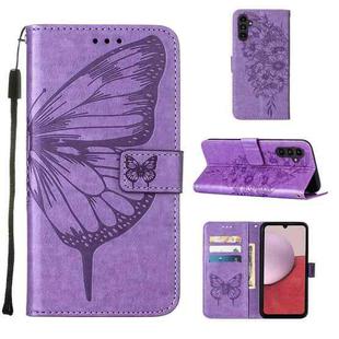 For Samsung Galaxy S23 FE 5G Embossed Butterfly Leather Phone Case(Purple)
