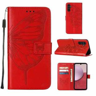 For Samsung Galaxy S23 FE 5G Embossed Butterfly Leather Phone Case(Red)