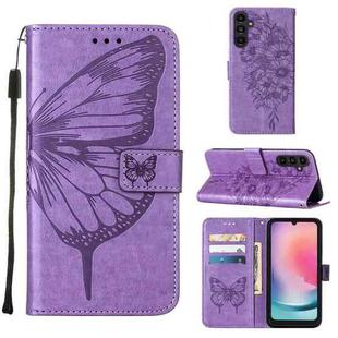 For Samsung Galaxy A15 Embossed Butterfly Leather Phone Case(Purple)