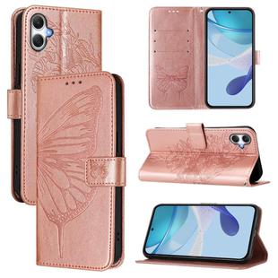 For Samsung Galaxy A06 4G / 5G Embossed Butterfly Leather Phone Case(Rose Gold)
