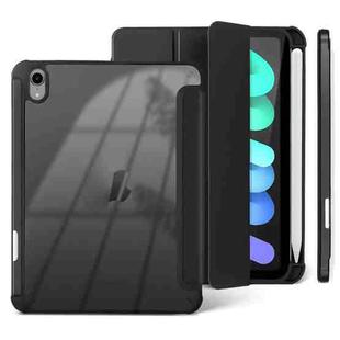 For iPad mini 6 3-folding Acrylic Smart Leather Tablet Case(Black)