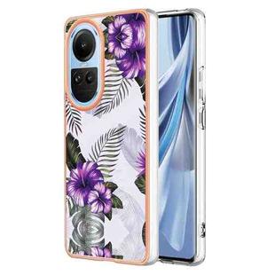 For OPPO Reno10 5G Global Electroplating IMD TPU Phone Case(Purple Flower)