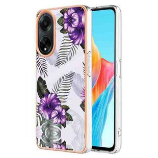 For OPPO A98 Electroplating IMD TPU Phone Case(Purple Flower)