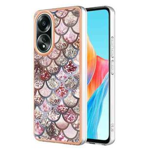 For OPPO A58 4G Electroplating IMD TPU Phone Case(Pink Scales)