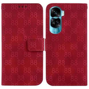 For Honor X8a Double 8-shaped Embossed Leather Phone Case(Red)