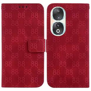 For Honor X9a Double 8-shaped Embossed Leather Phone Case(Red)