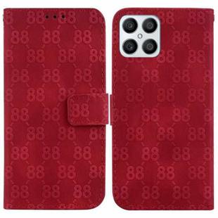 For Honor X8 Double 8-shaped Embossed Leather Phone Case(Red)