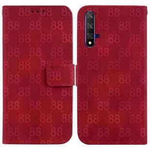 For Honor 20 / Huawei nova 5T Double 8-shaped Embossed Leather Phone Case(Red)