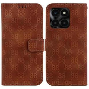 For Honor X6a Double 8-shaped Embossed Leather Phone Case(Brown)