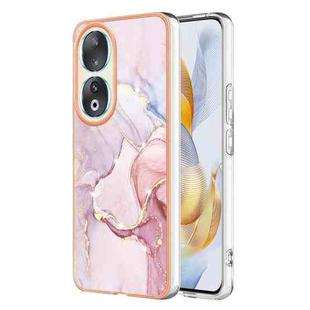 For Honor 90 5G Electroplating Marble Dual-side IMD Phone Case(Rose Gold 005)