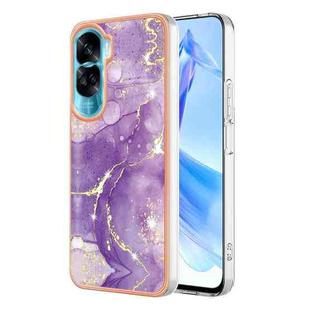 For Honor 90 Lite 5G Electroplating Marble Dual-side IMD Phone Case(Purple 002)