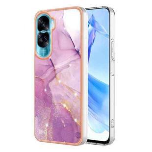 For Honor 90 Lite 5G Electroplating Marble Dual-side IMD Phone Case(Purple 001)