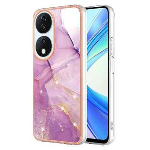 For Honor X7b 4G / X7b 5G Electroplating Marble Dual-side IMD Phone Case(Purple 001)