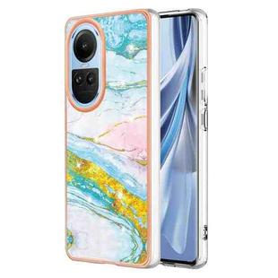 For OPPO Reno10 5G Global Electroplating Marble Dual-side IMD Phone Case(Green 004)